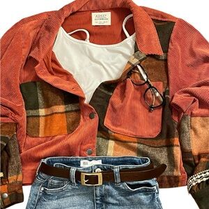 Ashley By 26 International Orange Plaid Bomber Jacket